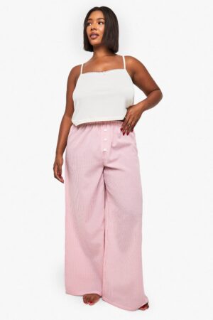 boohoo Dam Pointelleväst och pyjamas-set med byxor med vida ben | Pink | Storlek 44