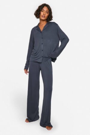 boohoo Dam Tall Långärmad pyjamas | Navy | Storlek 36