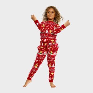 Julpyjamas för barn i ekologisk bomull, Christmas Cookie röd