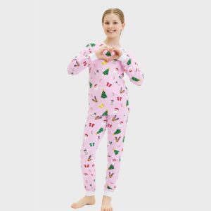 Julpyjamas för barn i ekologisk bomull, Den Rosa