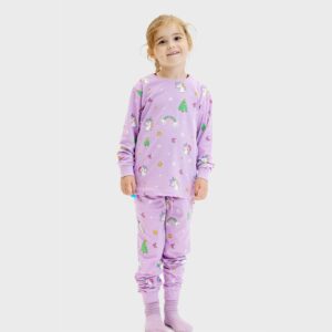 Julpyjamas för barn i ekologisk bomull, Enhörning