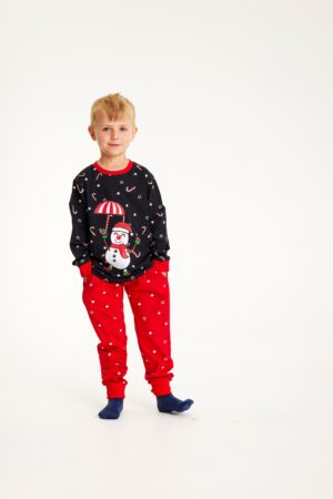 Julpyjamas för barn i ekologisk bomull, Flying Snowman