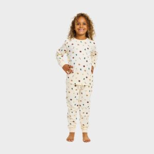 Julpyjamas för barn i ekologisk bomull, Juldröm Beige