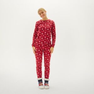 Julpyjamas för barn i ekologisk bomull, Valentines Röd