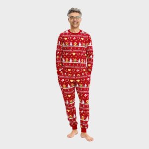 Julpyjamas för herr i ekologisk bomull, Christmas Cookie röd