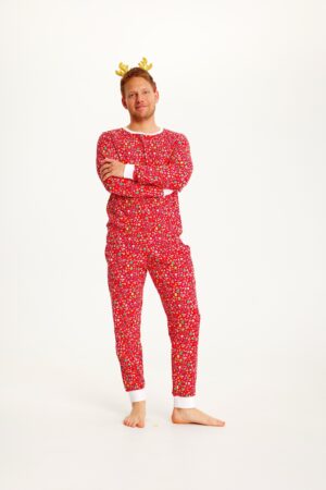 Julpyjamas för herr i ekologisk bomull, Crazy Röd