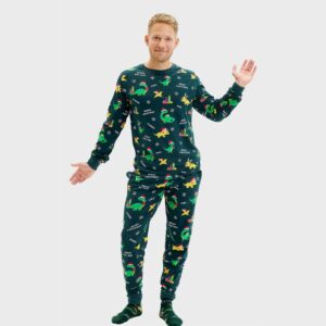 Julpyjamas för herr i ekologisk bomull, Dino