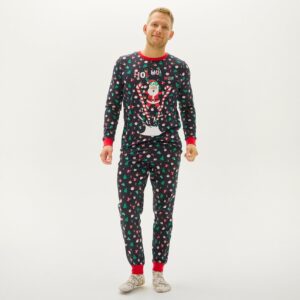 Julpyjamas för herr i ekologisk bomull, Flying Santa