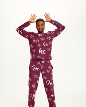 Julpyjamas för herr i ekologisk bomull, HO HO HO