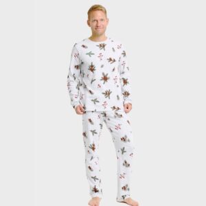 Julpyjamas för herr i ekologisk bomull, Ribbade
