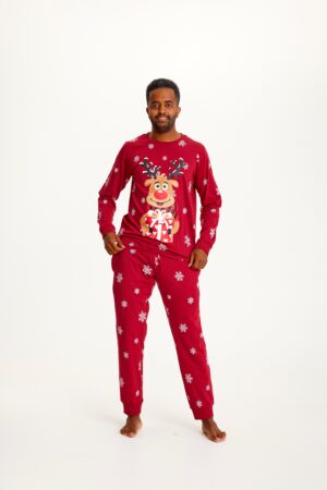 Julpyjamas för herr i ekologisk bomull, Rudolfs Cute