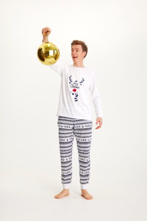 Julpyjamas för herr i ekologisk bomull, Söt Marinblå