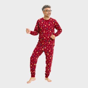 Julpyjamas för herr i ekologisk bomull, The Gingerbread Röd