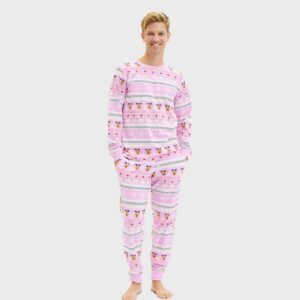 Julpyjamas för herr i ekologisk bomull, Ultimat rosa