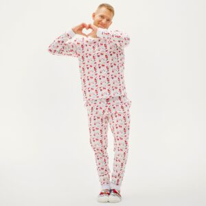 Julpyjamas för herr i ekologisk bomull, Valentines Vit