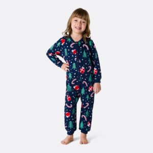 Julmönster Overall Blå Julpyjamas Barn